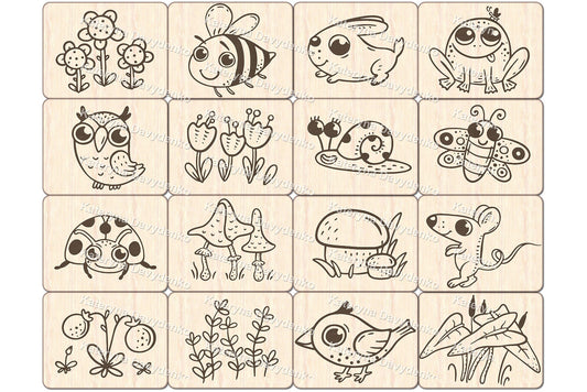DIY Coloring Memory Game. Laser Cut Wooden Tiles. Kids Craft Activity