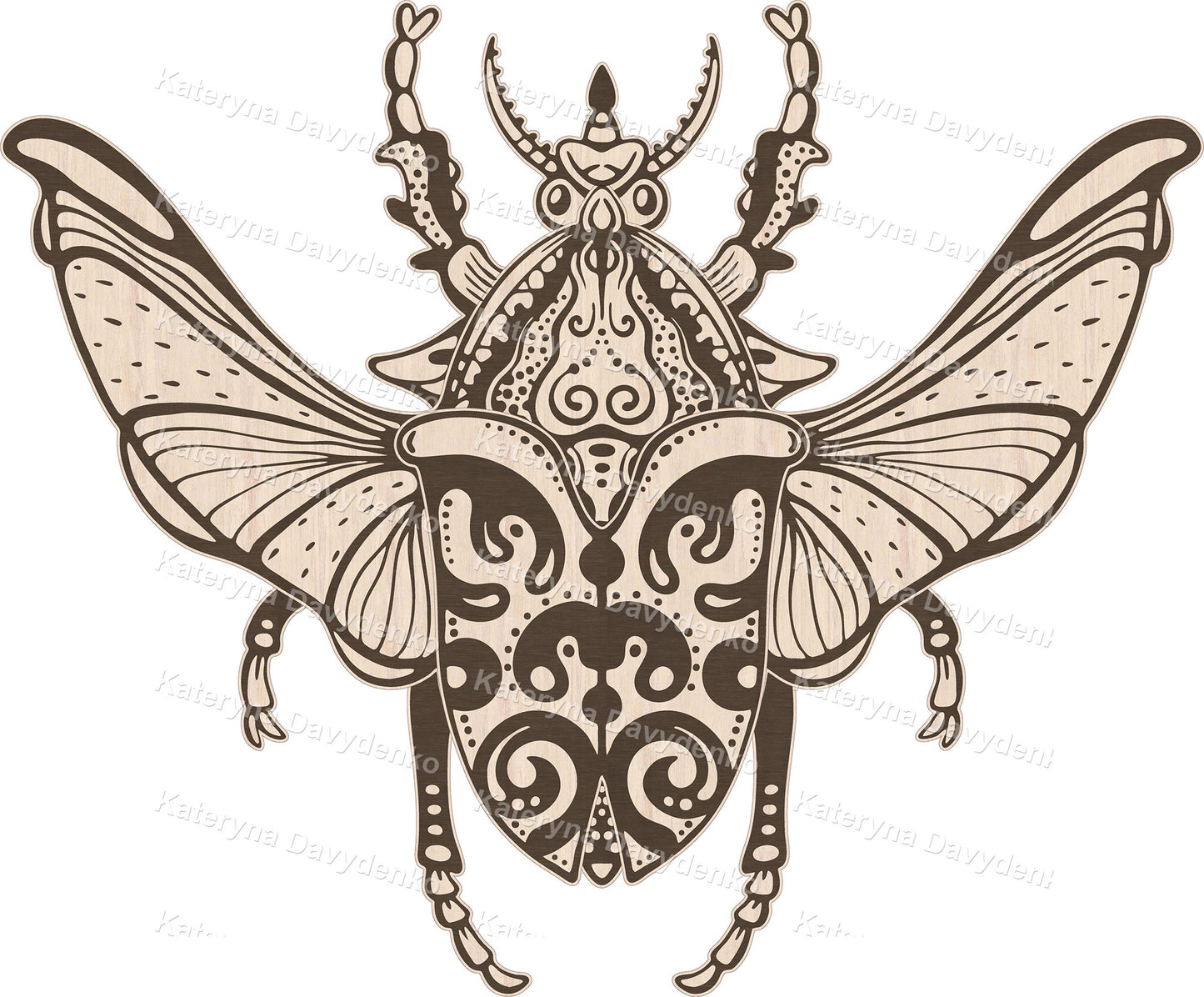 Beetle Wall Art, Decorative Insect Laser Cut File, DIY Bug Template