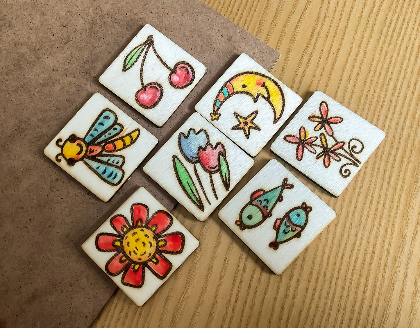Nature Memory Game for Children. Laser Cut Wooden Matching Cards