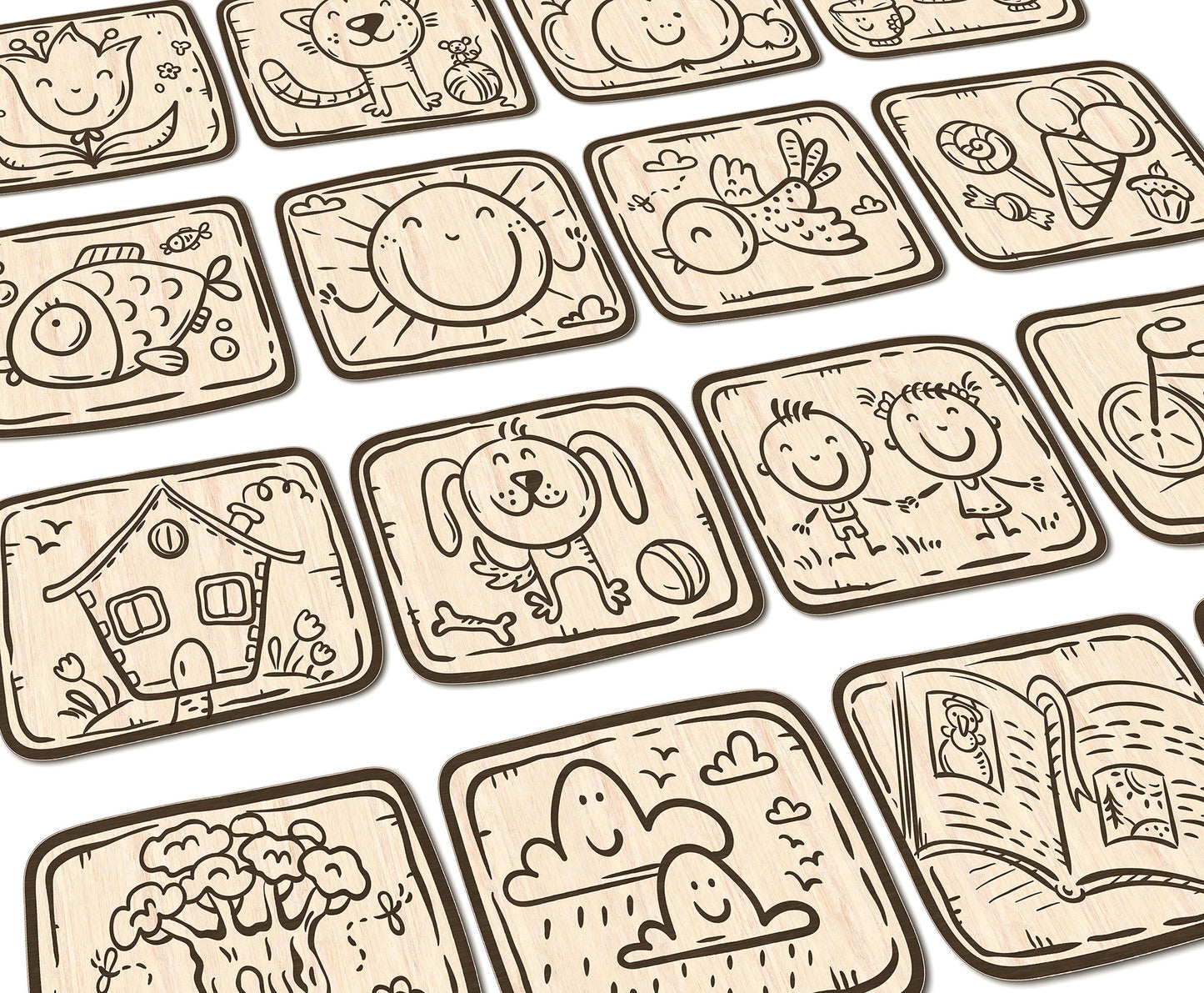 DIY Laser Cutting Memory Game. Matching Cards for Kids, Laser Cut Glowforge