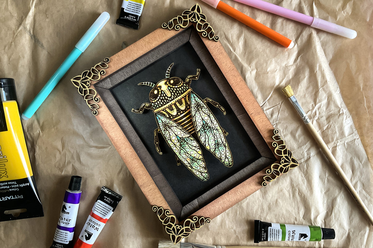 Cicada Laser Cut File. Insect Wall Art. DIY Bug for Wood Crafts