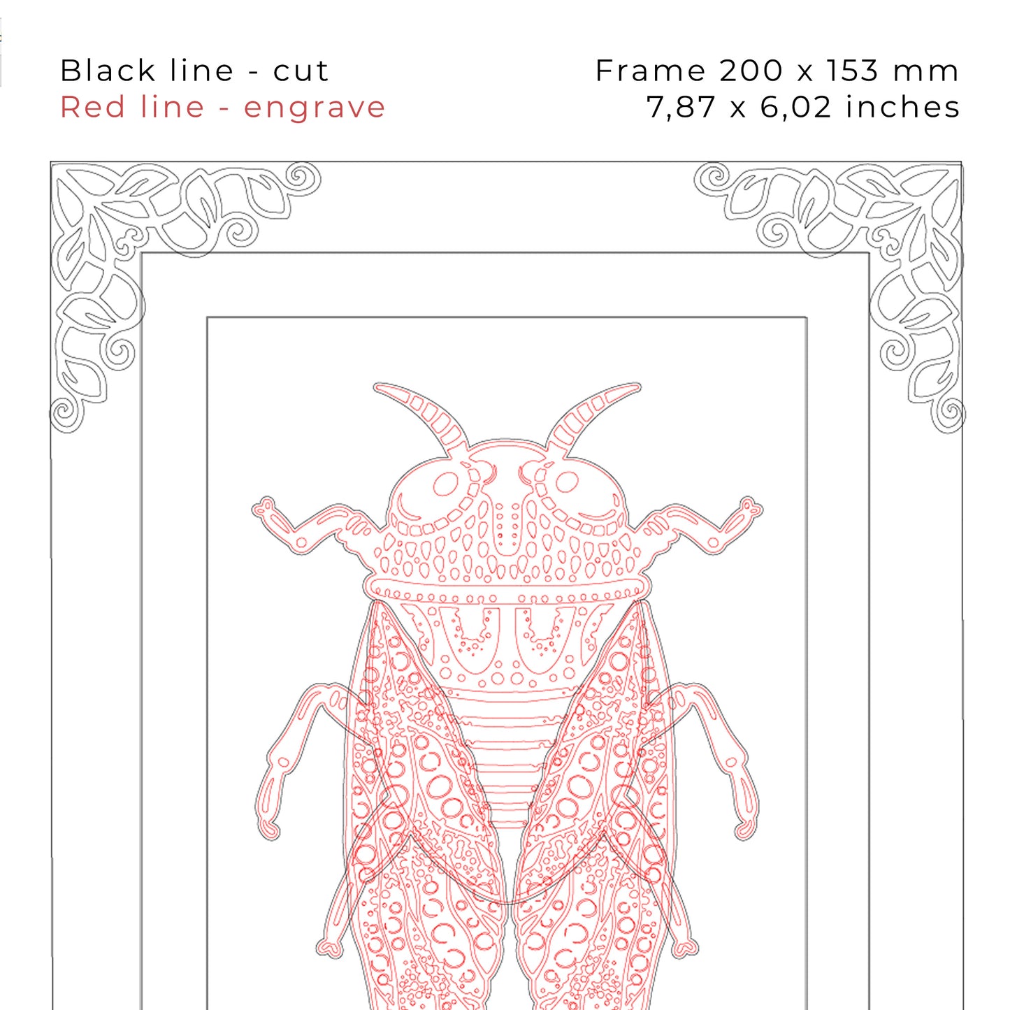 Cicada Laser Cut File. Insect Wall Art. DIY Bug for Wood Crafts