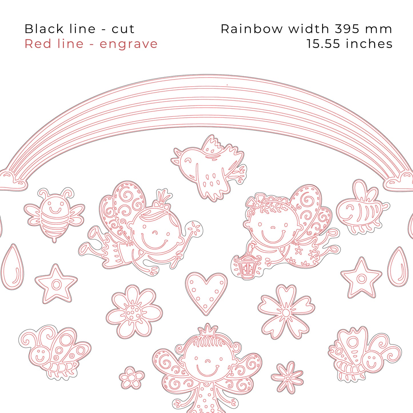 Fairy Mobile Laser Cut Nursery Decor for Kid's Room DIY Hanging Craft