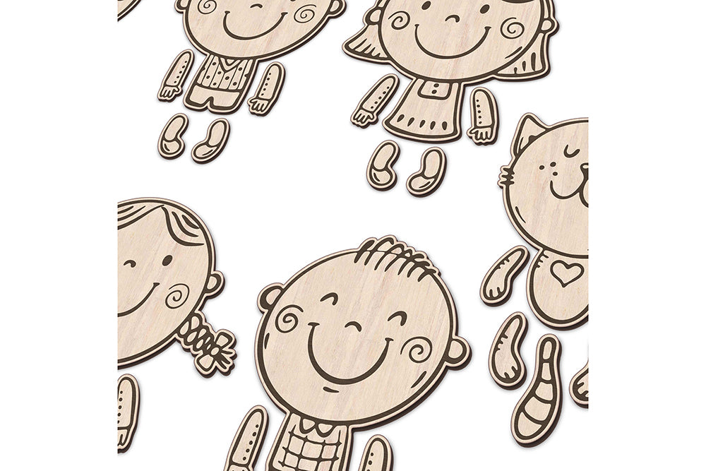 Movable Doll SVG for Laser Cutting – Cute Kids with Separate Arms and Legs