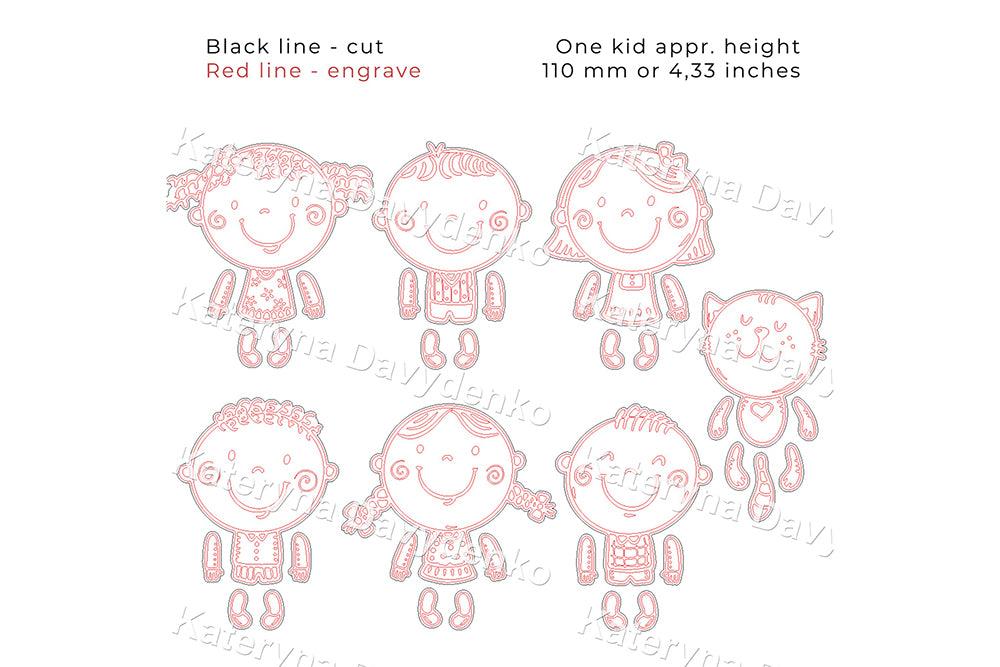 Movable Doll SVG for Laser Cutting – Cute Kids with Separate Arms and Legs