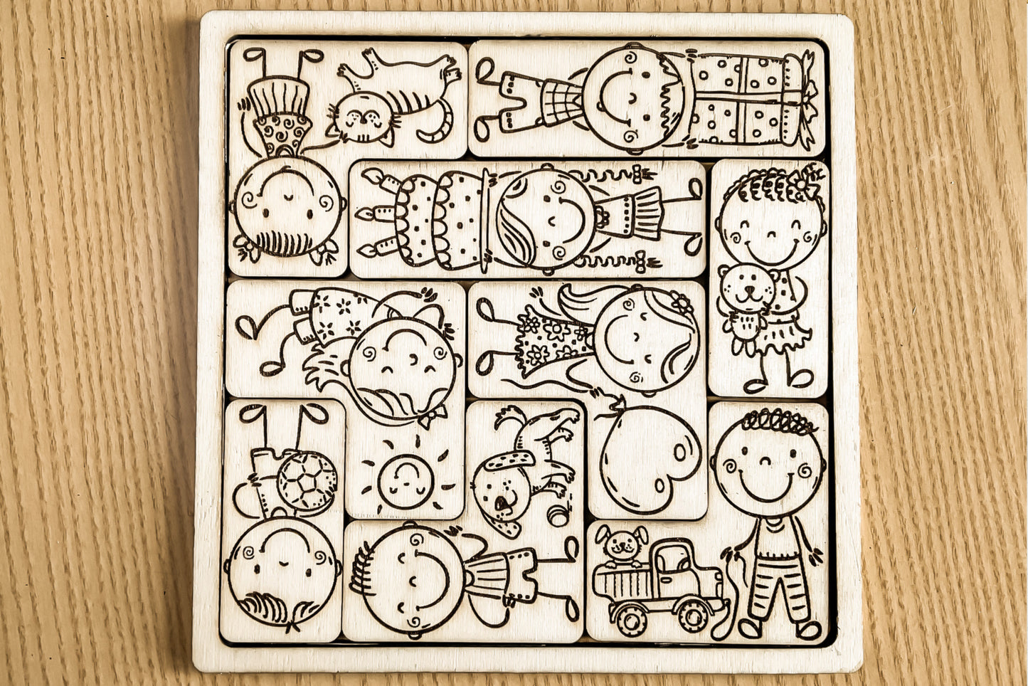 Puzzle for kids. Laser cut file for educational DIY toy