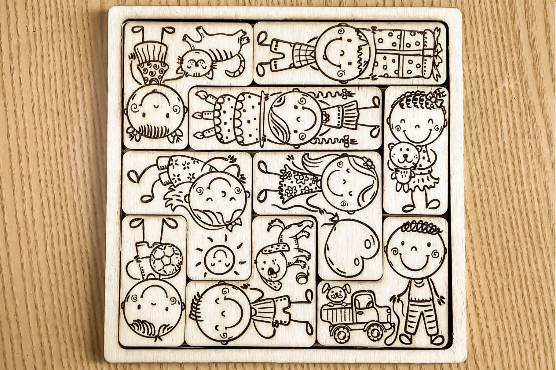 Puzzle for kids. Laser cut file for educational DIY toy