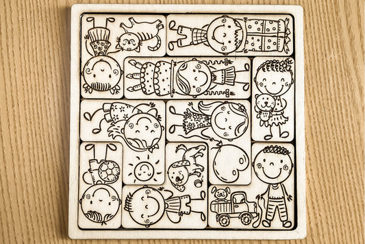 Puzzle for kids. Laser cut file for educational DIY toy
