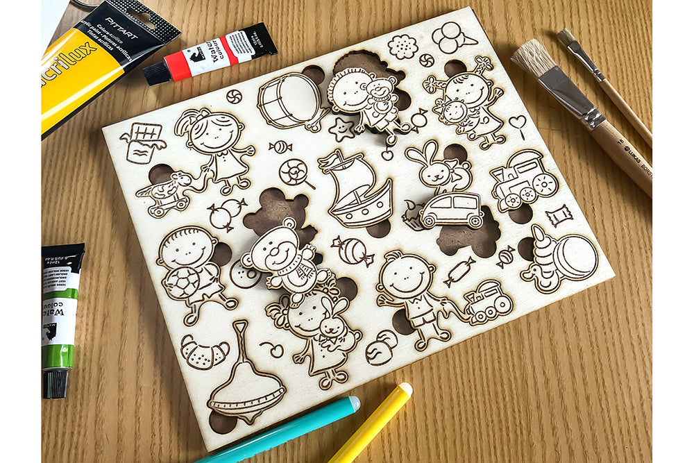Laser Cut Puzzle for Kids Doodle Children and Toys Montessori Learning