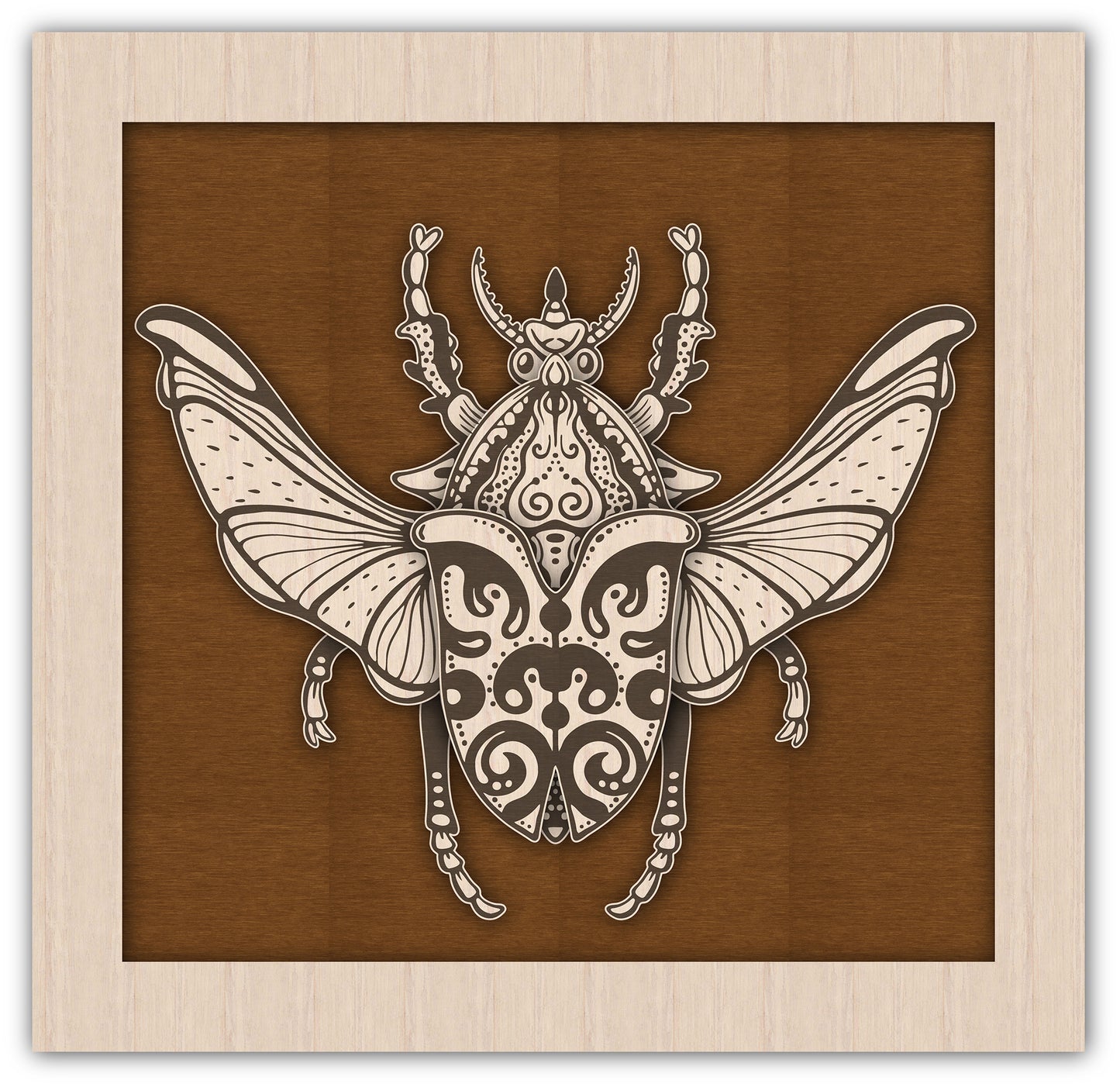 Beetle Wall Art, Decorative Insect Laser Cut File, DIY Bug Template