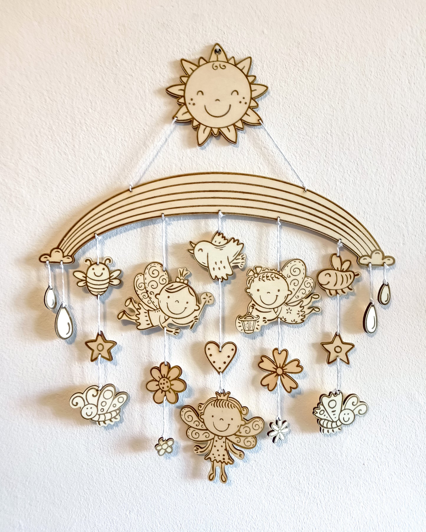Fairy Mobile Laser Cut Nursery Decor for Kid's Room DIY Hanging Craft