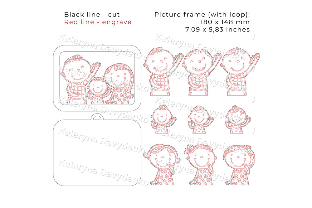 Laser Cut Files - DIY Craft for Kids - Custom Family Portrait SVG