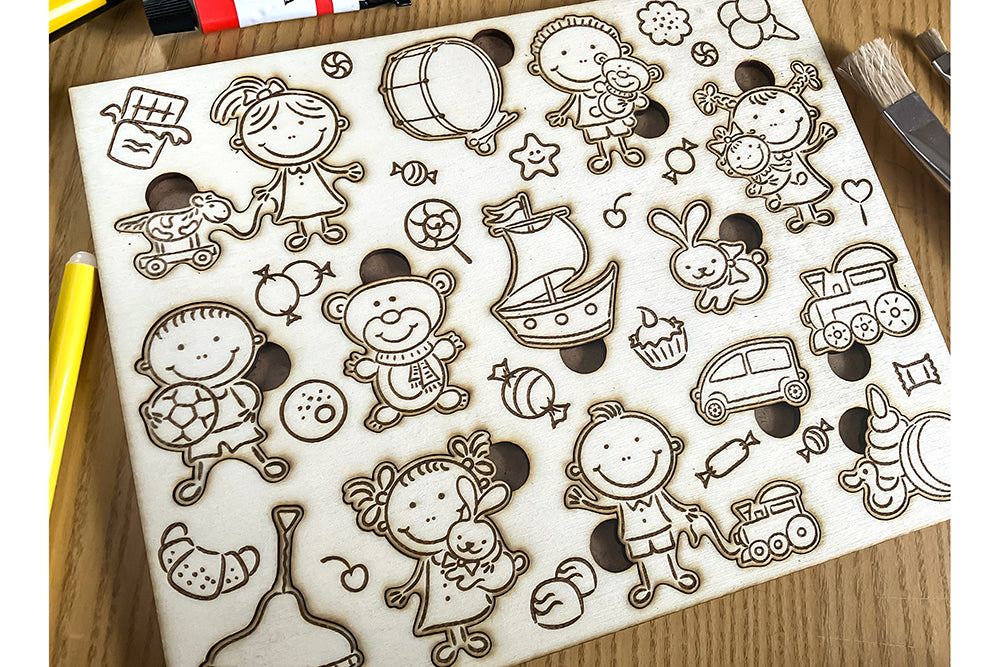 Laser Cut Puzzle for Kids Doodle Children and Toys Montessori Learning
