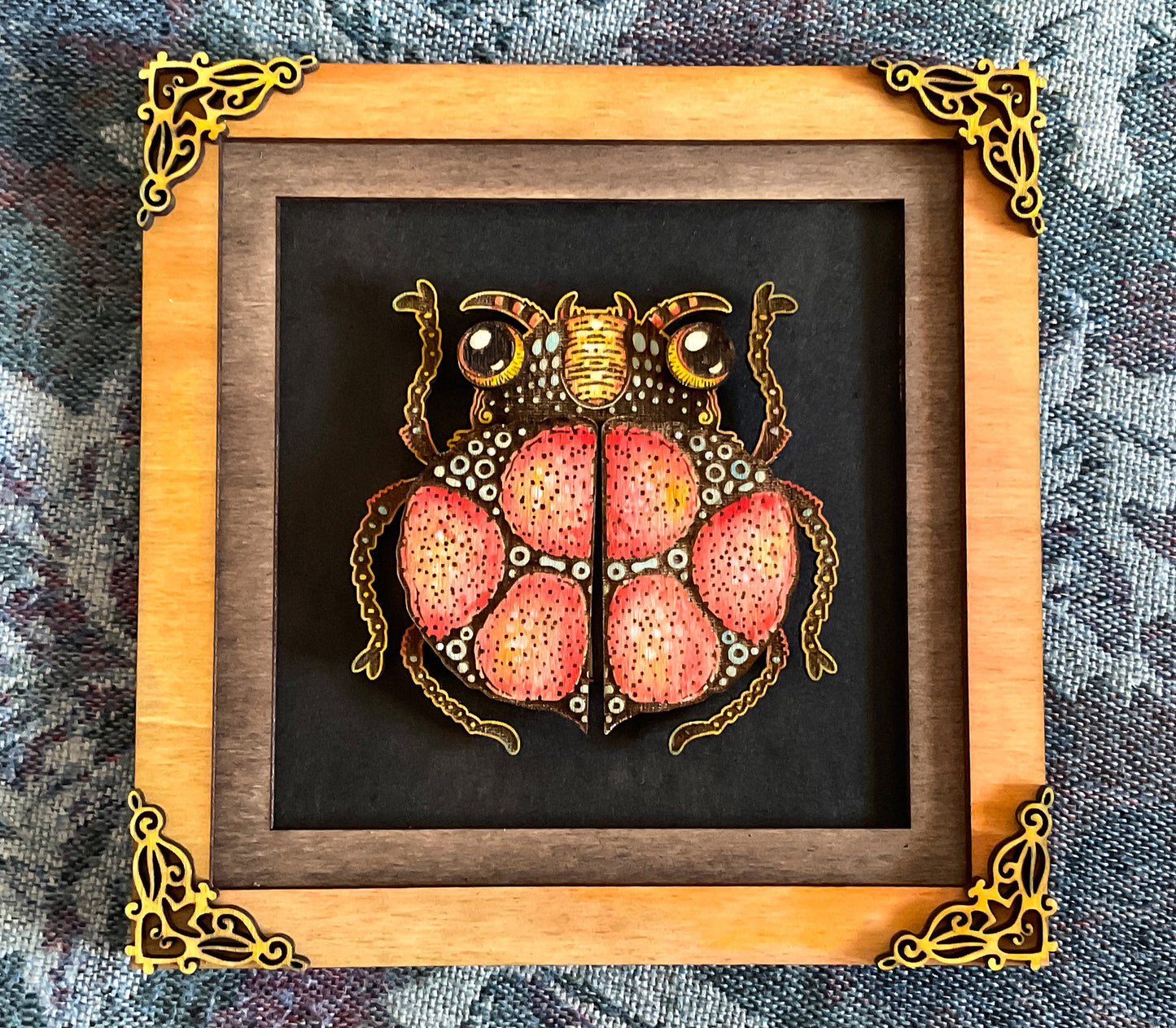 Beetle with frame for laser cutting, Bug wall art, DIY  for wood craft