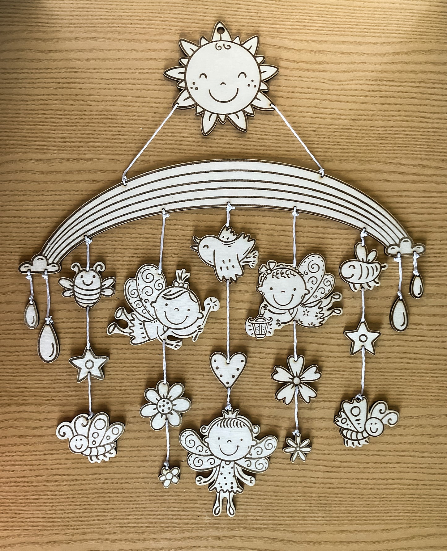 Fairy Mobile Laser Cut Nursery Decor for Kid's Room DIY Hanging Craft