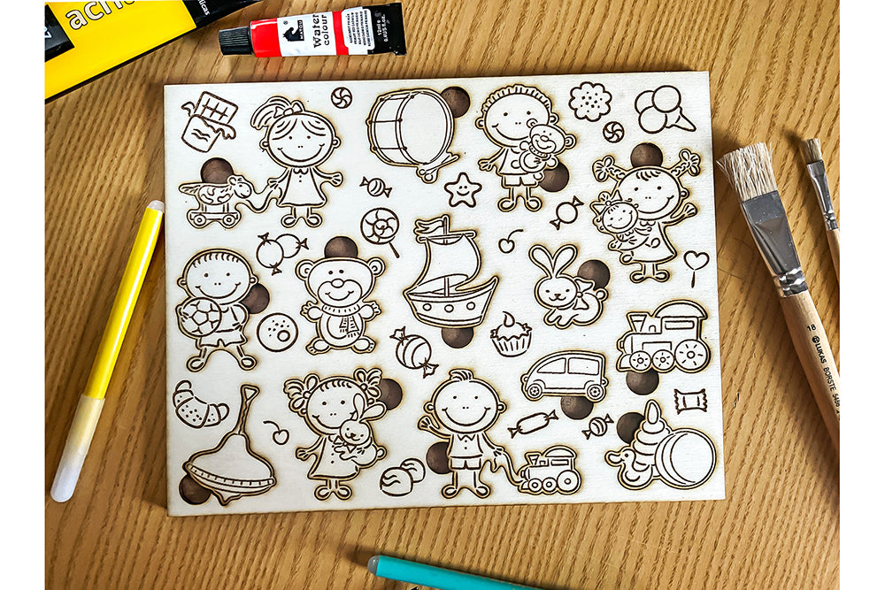 Laser Cut Puzzle for Kids Doodle Children and Toys Montessori Learning