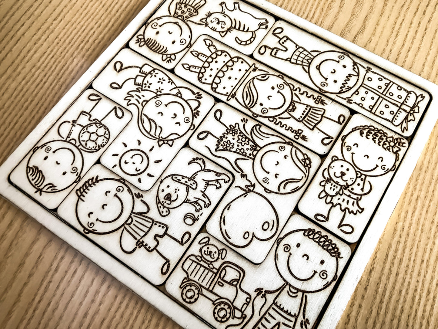 Laser cut wooden puzzle. Montessori learning kids crafting
