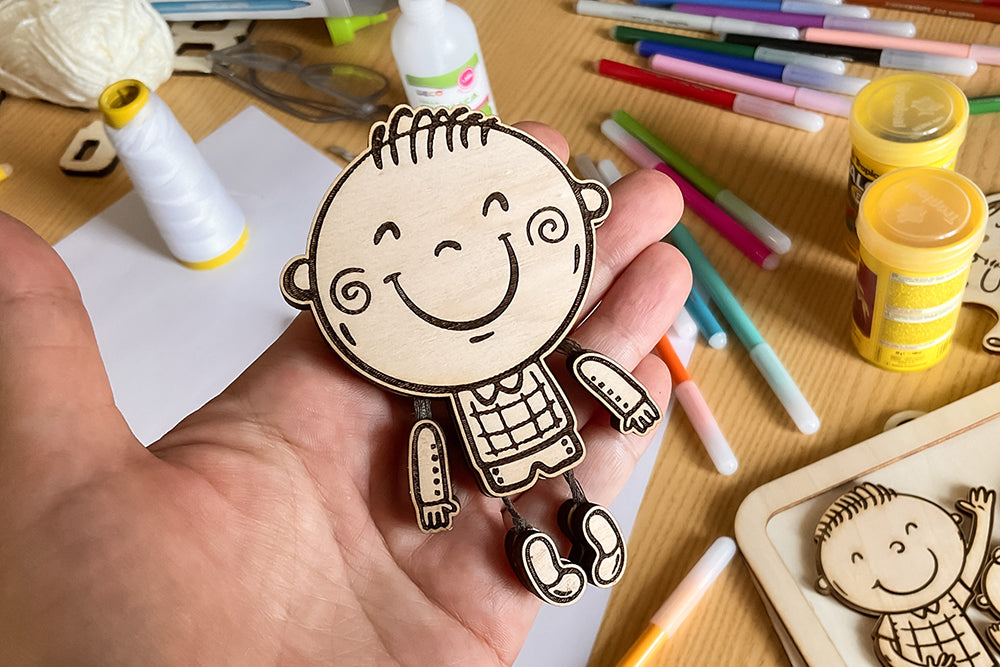 Movable Doll SVG for Laser Cutting – Cute Kids with Separate Arms and Legs