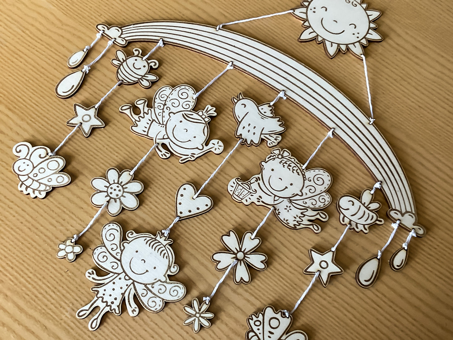 Fairy Mobile Laser Cut Nursery Decor for Kid's Room DIY Hanging Craft