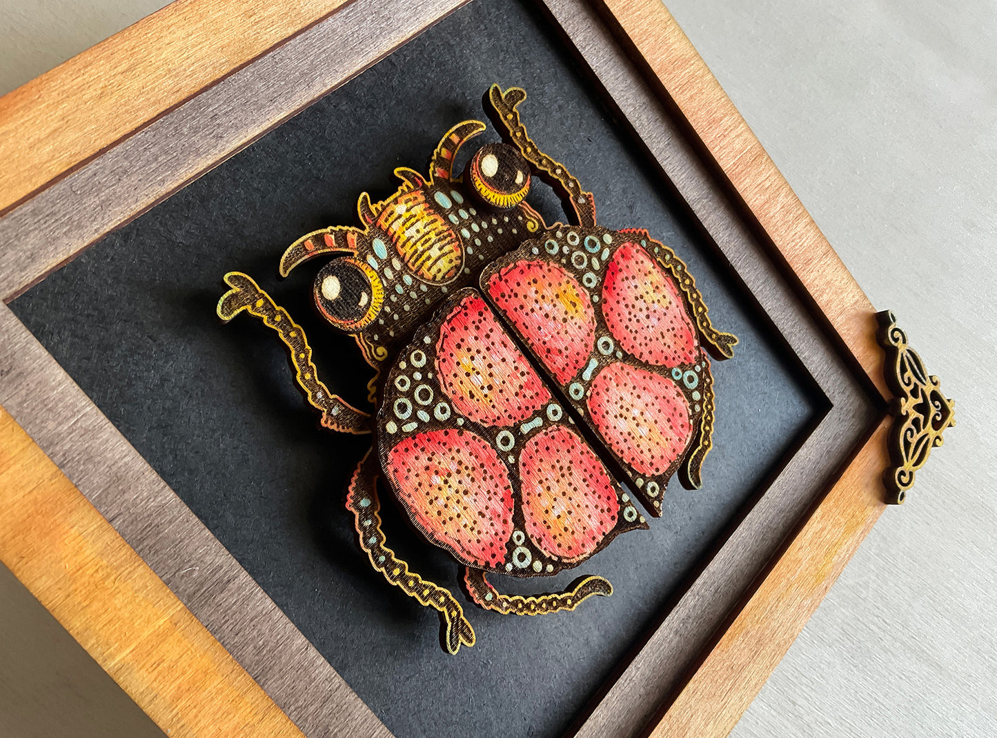 Beetle with frame for laser cutting, Bug wall art, DIY  for wood craft