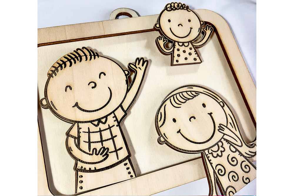 Laser Cut Files - DIY Craft for Kids - Custom Family Portrait SVG