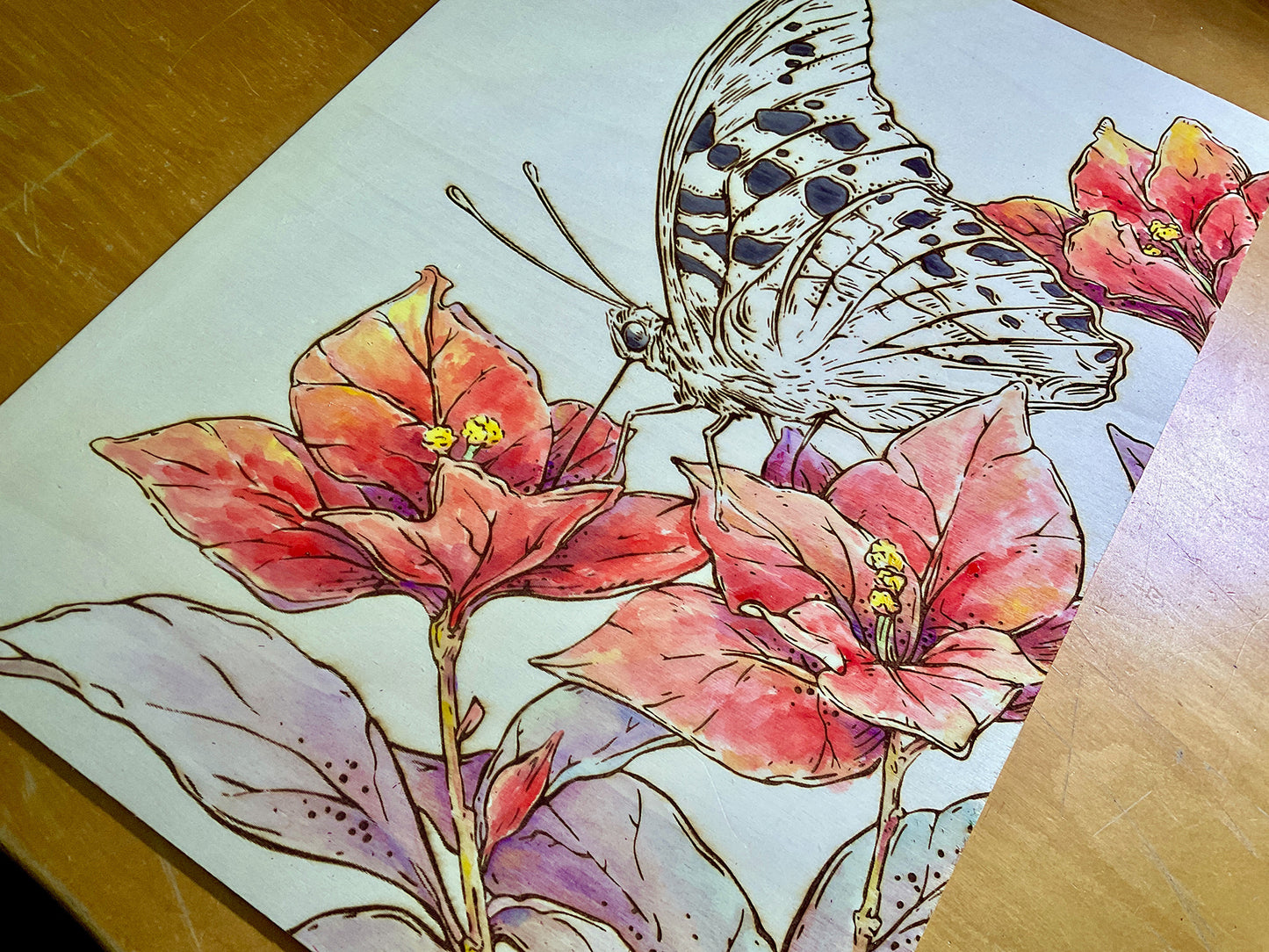 Butterfly Laser Engraving DIY Coloring Wall Art