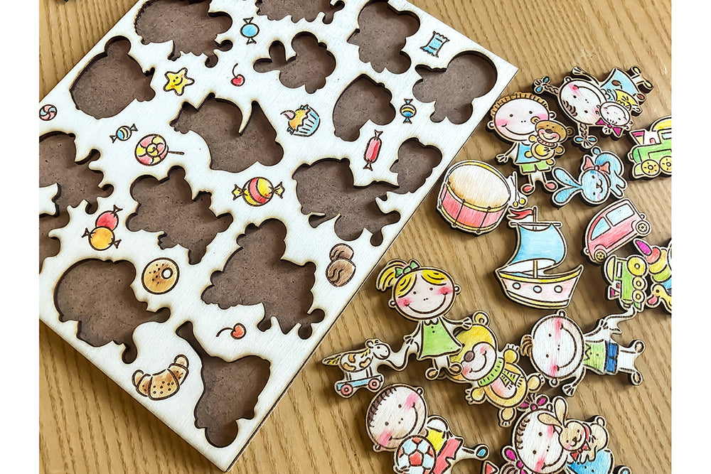 Laser Cut Puzzle for Kids Doodle Children and Toys Montessori Learning