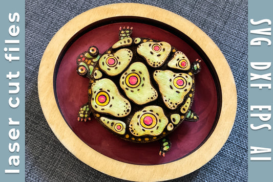 Decorative turtle for laser cutting. Perfect for DIY, coloring and using as wall decor or gift for turtle lovers.