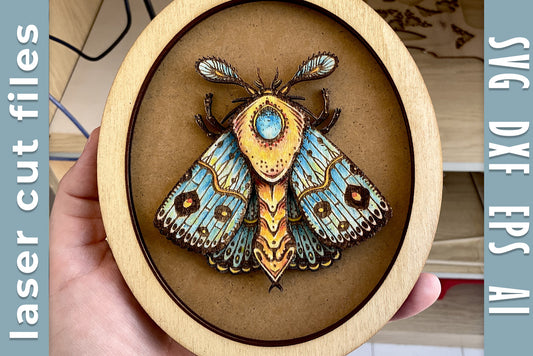 Decorative moth artwork, laser cut files.