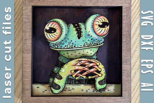 Funny Frog Laser Cut Template DIY Layered Animal Wooden Wall Art for Glowforge