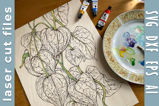 Physalis. Wooden Wall Art File for Laser Cut. DIY Paint-on-Wood Art for Kids & Family Creative Craft