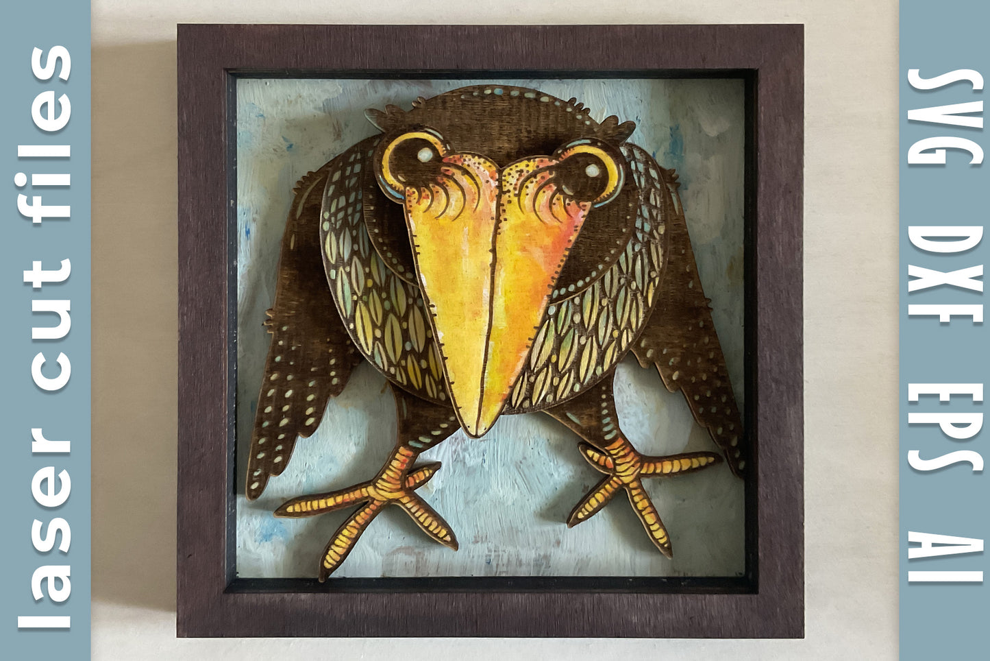 Raven Laser Cut File. DIY Craft Wooden Wall Decor Funny Crow