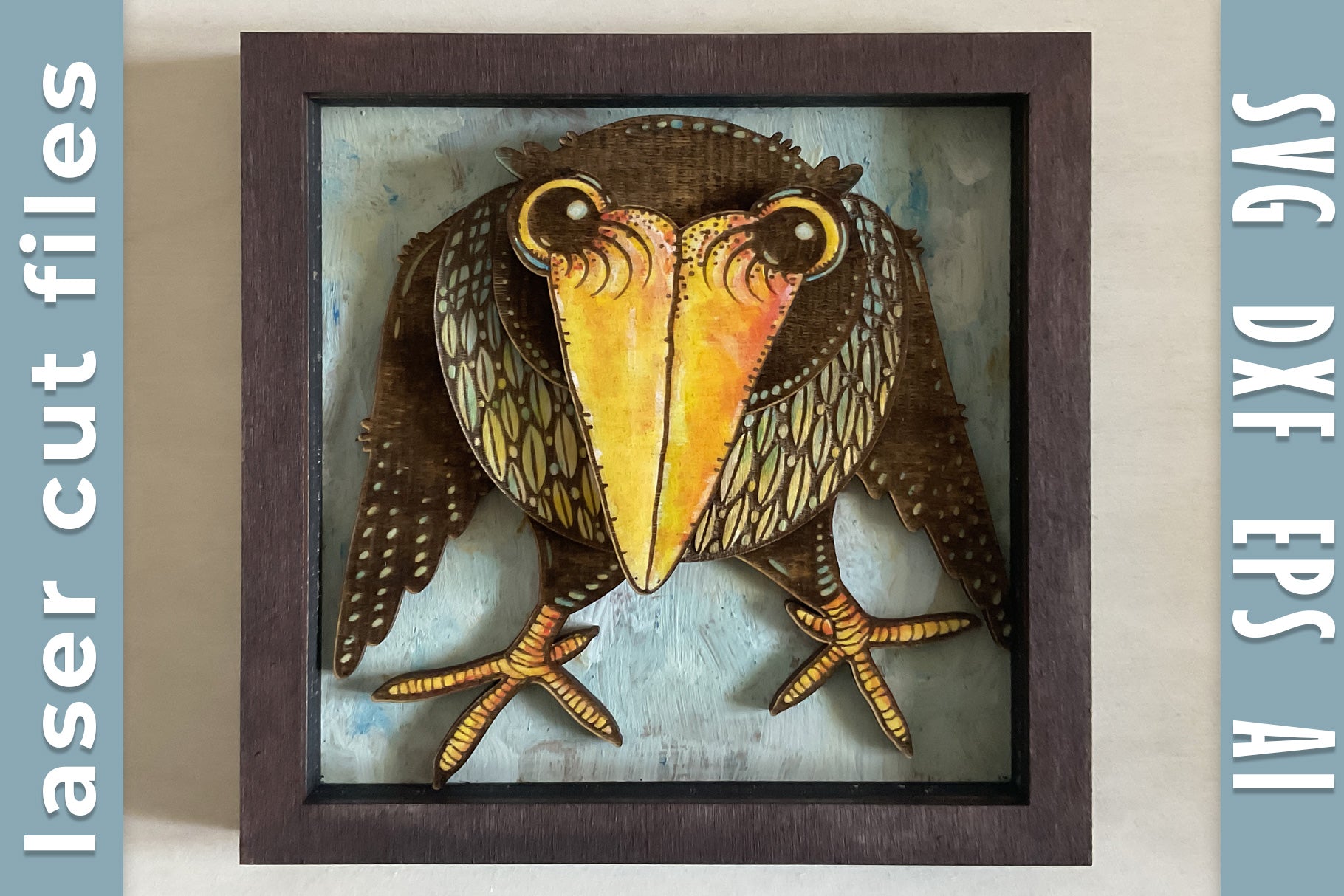 Raven Laser Cut File. DIY Craft Wooden Wall Decor Funny Crow
