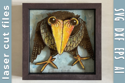 Raven Laser Cut File. DIY Craft Wooden Wall Decor Funny Crow
